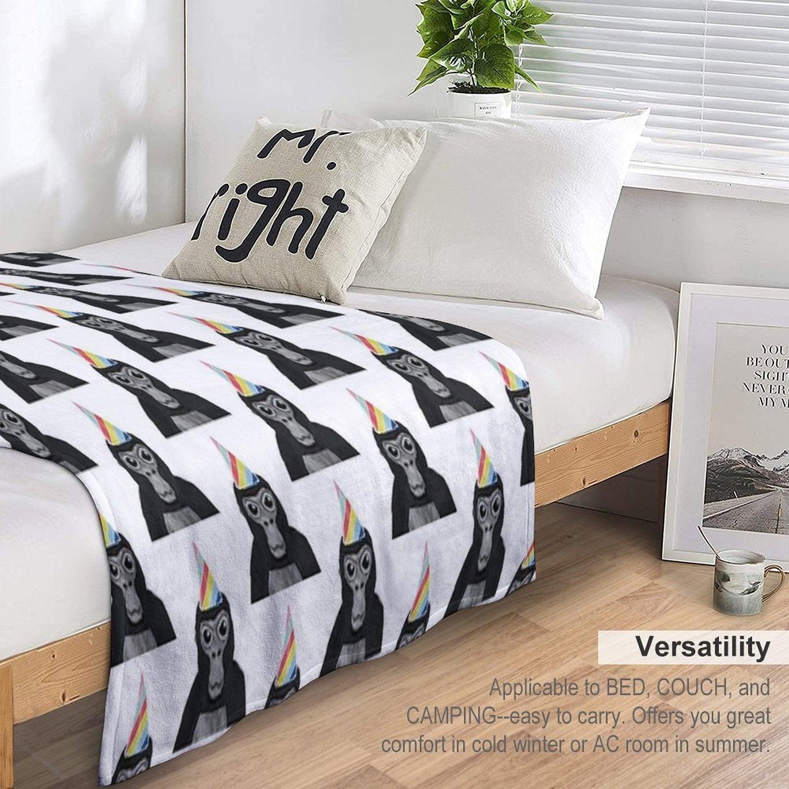 Gorilla Tag Monkey with Birthday Hat Throw Blanket