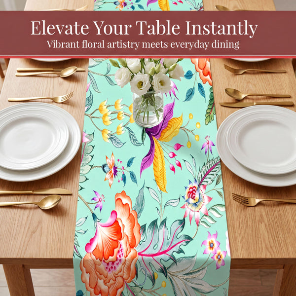 Green Pink Table Runner – Chintz Floral