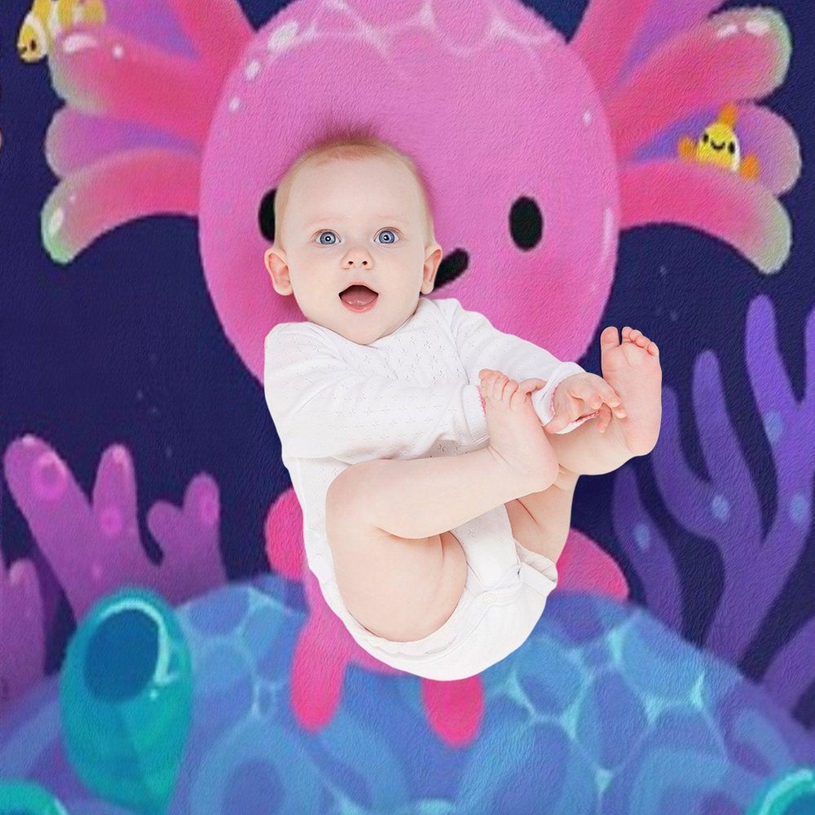 Coral Axolotl Throw Blanket