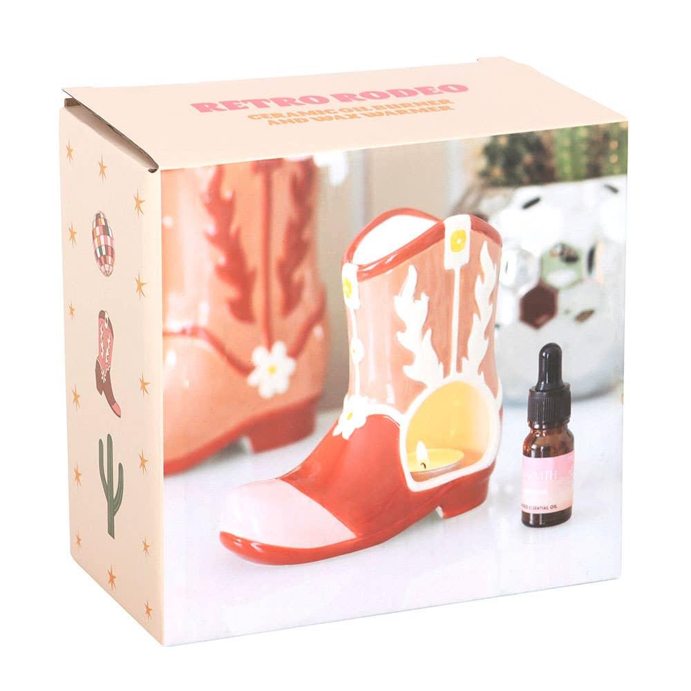 Pink Cowboy Boot Tealight Wax Warmer