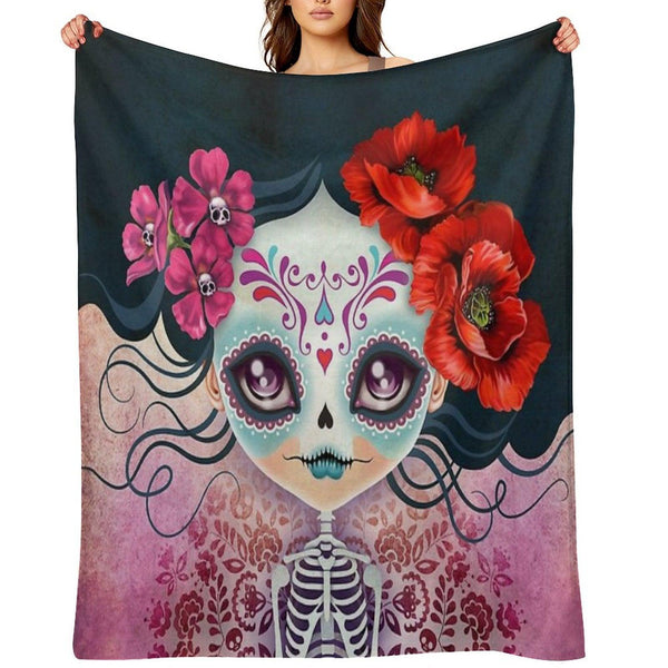 Amelia Calavera - Sugar Skull Throw Blanket