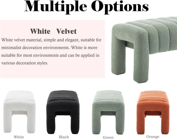 42.5 Inches Upholstered Ottoman Bench Boucle Fabric
