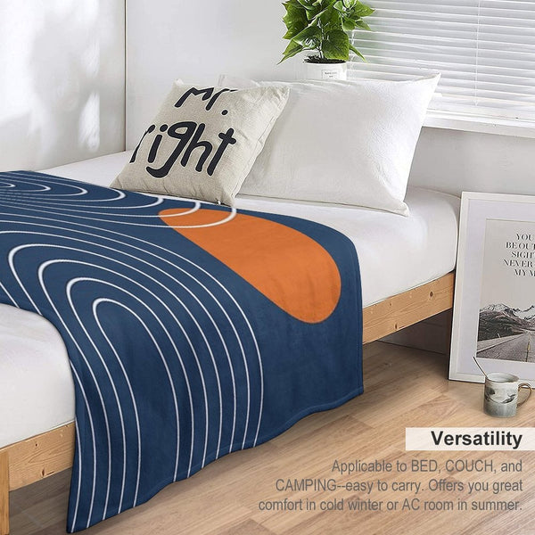 Mid Century Modern Geometric 83 in Navy Blue And Burnt Orange (Rainbow And Sun Abstraction) Lightweight Throw Blanket