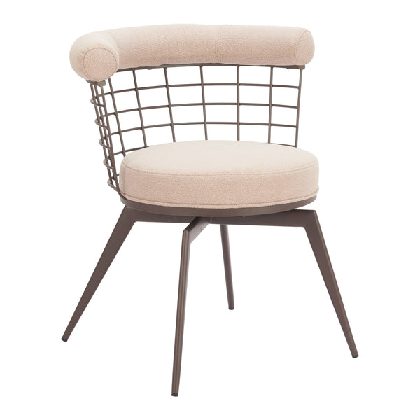 Saku Swivel Dining Chair Beige & Brown
