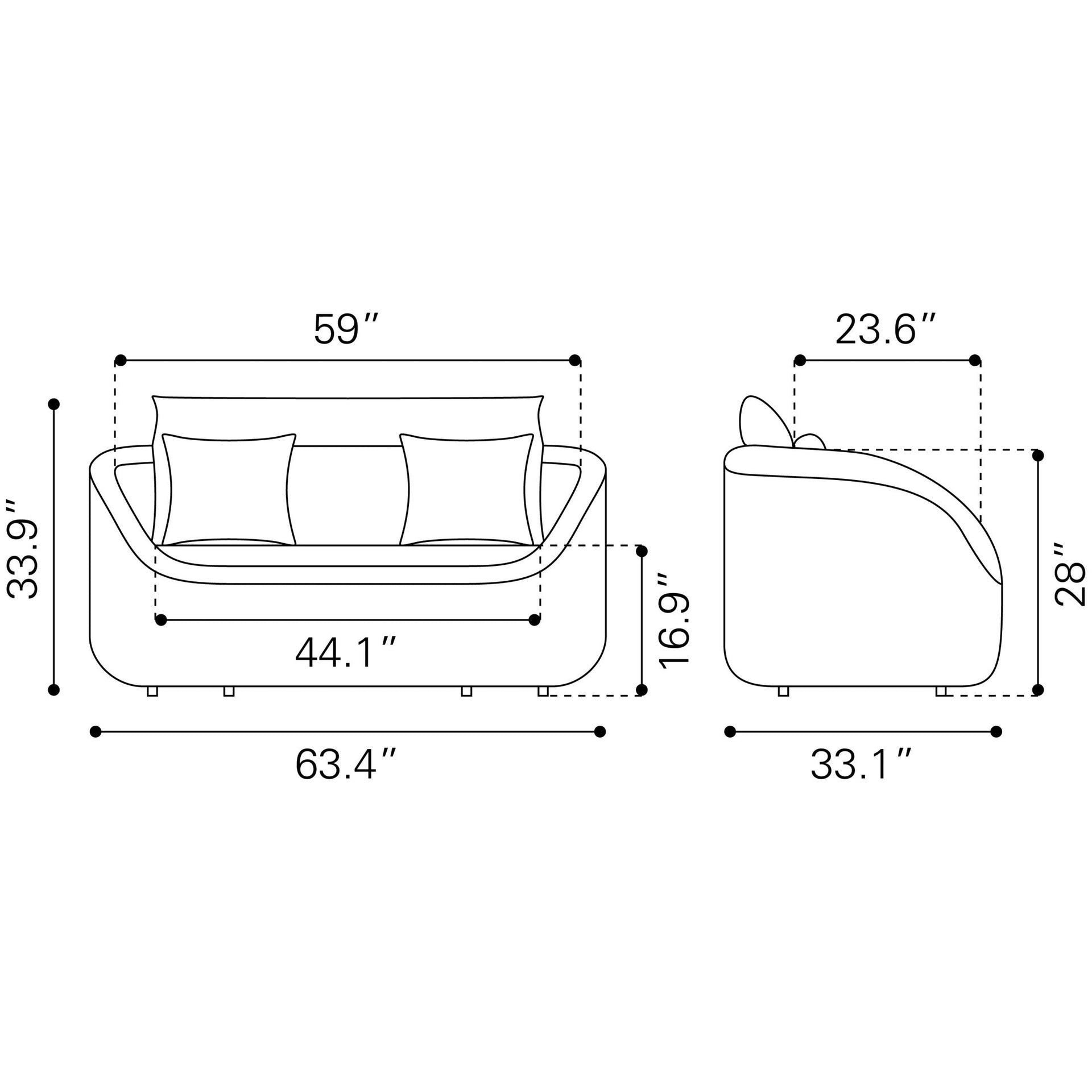 Coral Reef Loveseat Gray