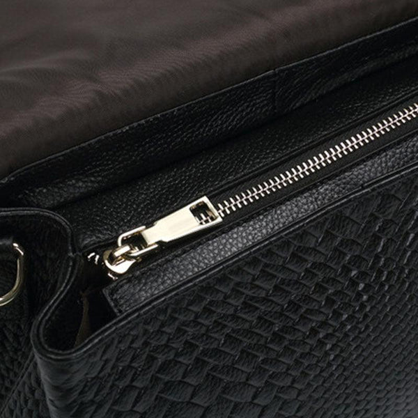 Leather Woven Crossbody Messenger Bag
