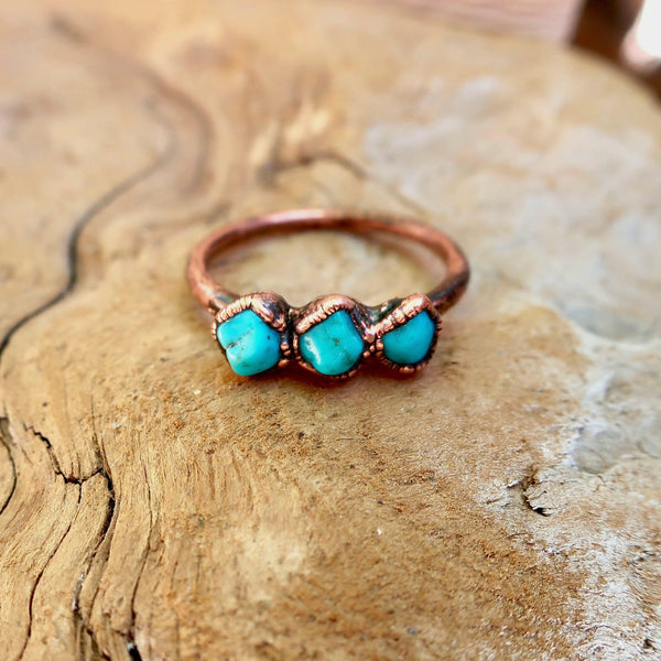Raw Turquoise Ring – Grounded Confidence Healing Aura | By Blackbird & Sage