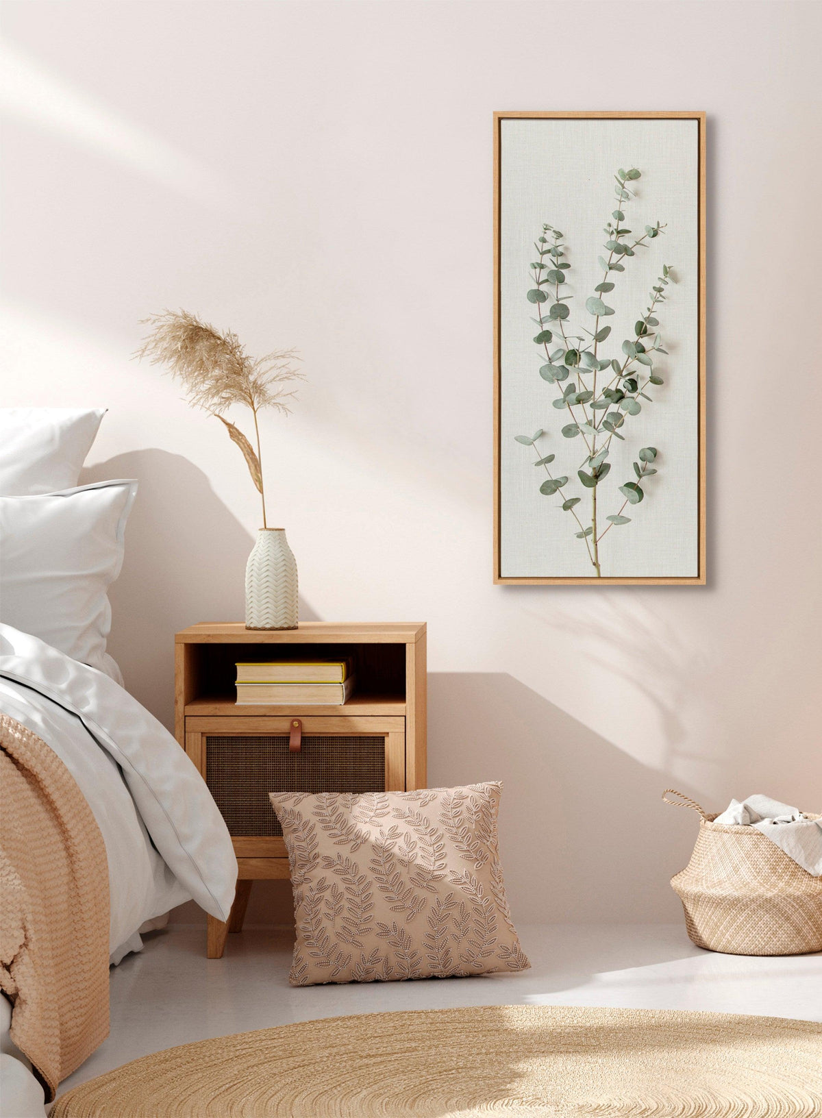 Sylvie Eucalyptus Botanical I Framed Canvas by The Creative Bunch Studio