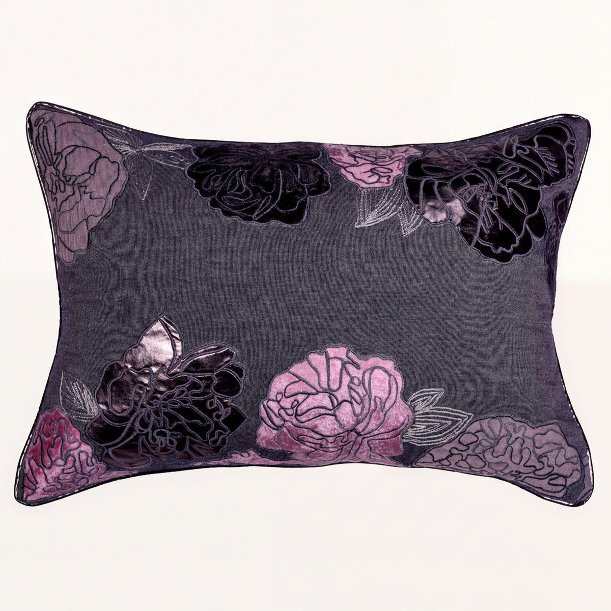 Gray Throw Pillow Covers - Set of 2 or 4 Embroidered Cushion Covers 14 x 20 Inches