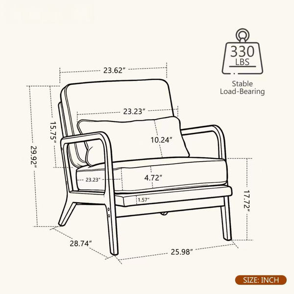Beige Mid‑Century Accent Chair