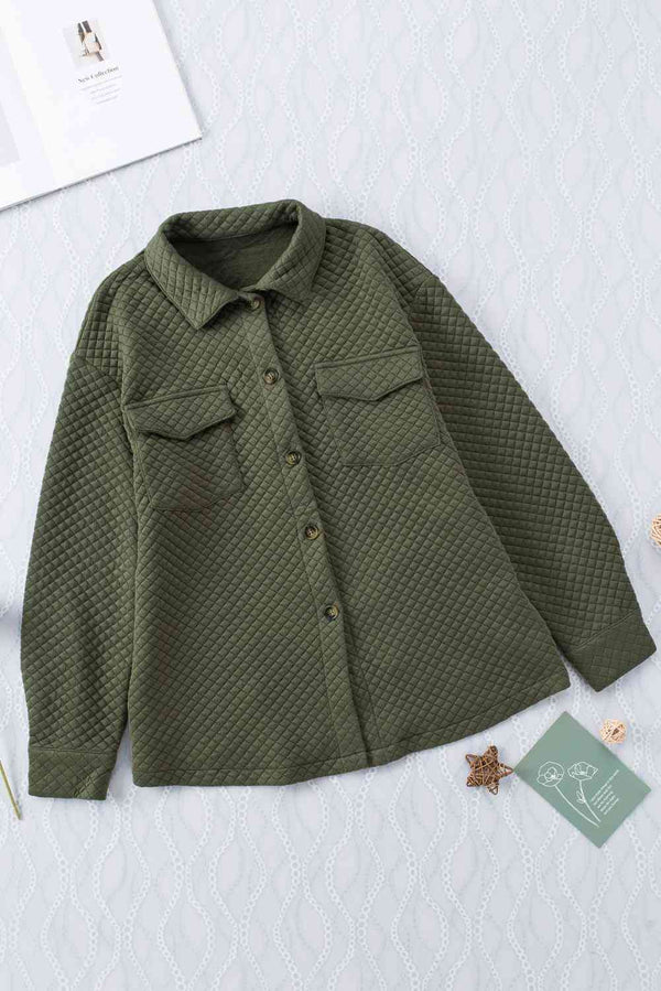 Comfortable Button-Down Collared Jacket Classic Lightweight Classic Design With Pockets