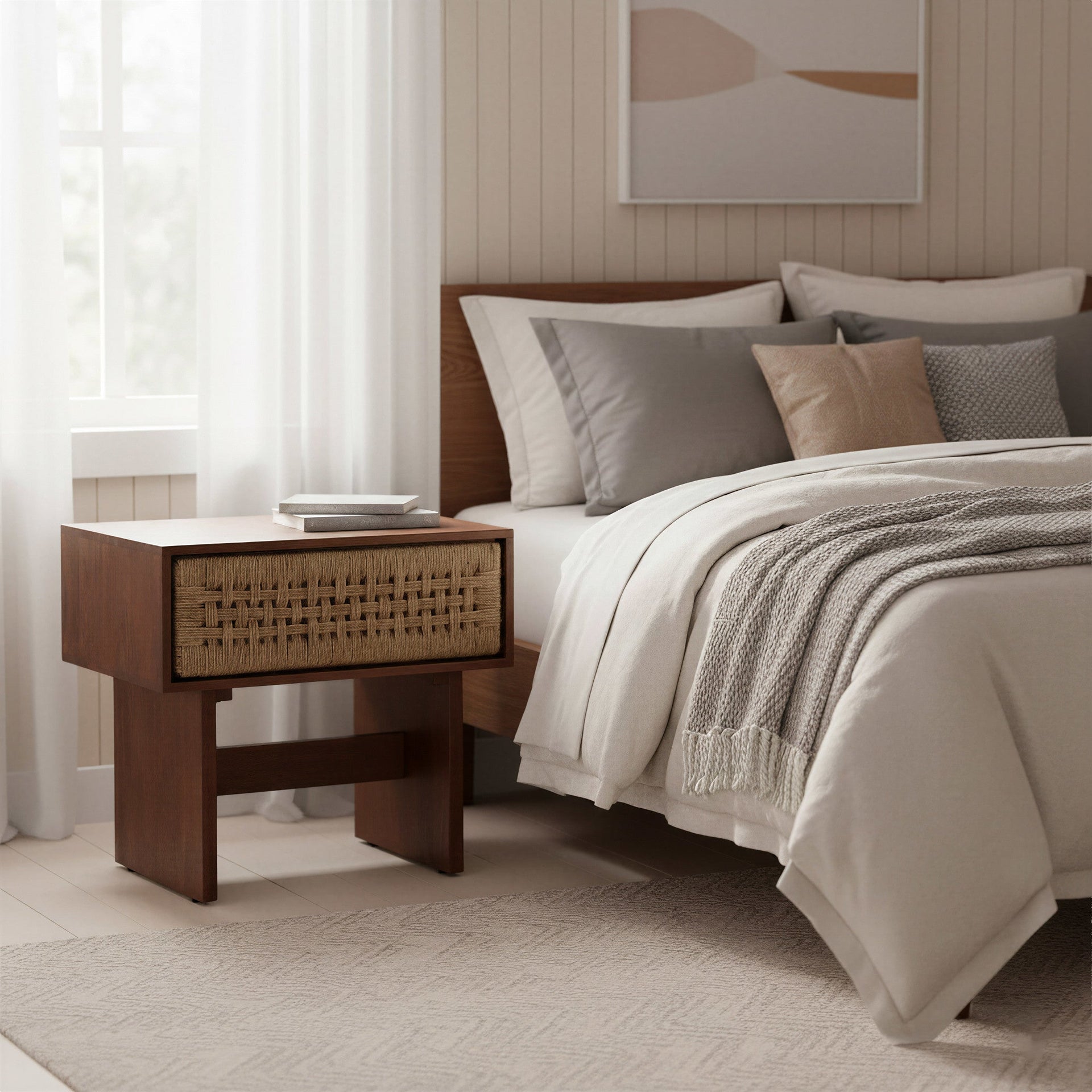 Amaria Nightstand Natural & Walnut