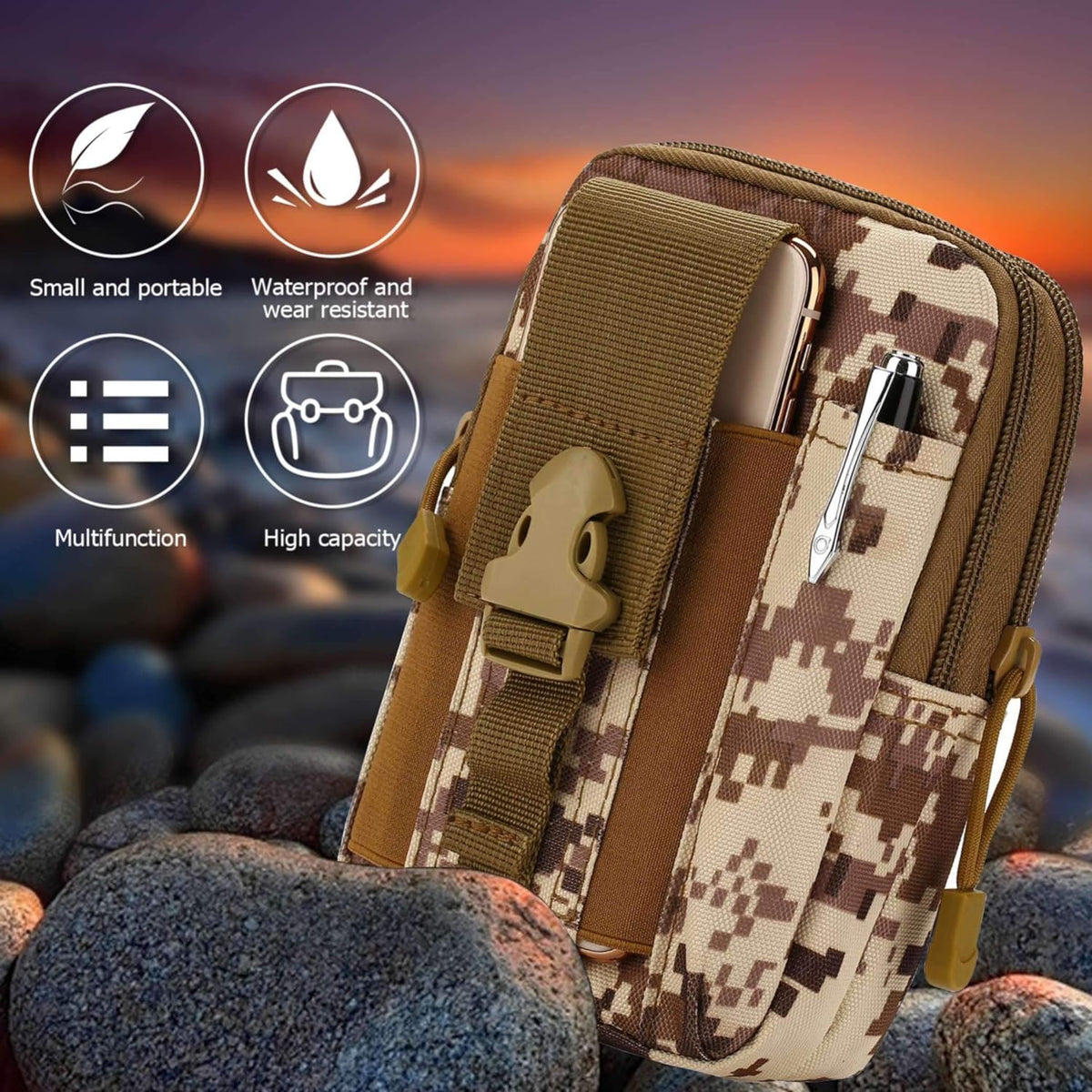 JupiterGear Tactical MOLLE Military Pouch Waist Bag for Hiking, Running and Outdoor Activities
