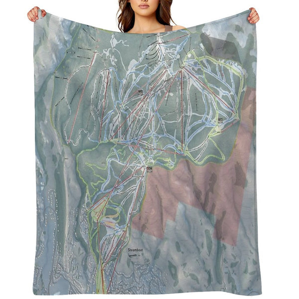 Steamboat Resort Trail Map Easy Care Throw Blanket
