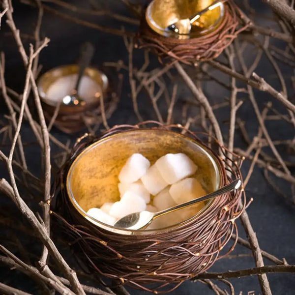 Gold Leafed Metal Birds Nest