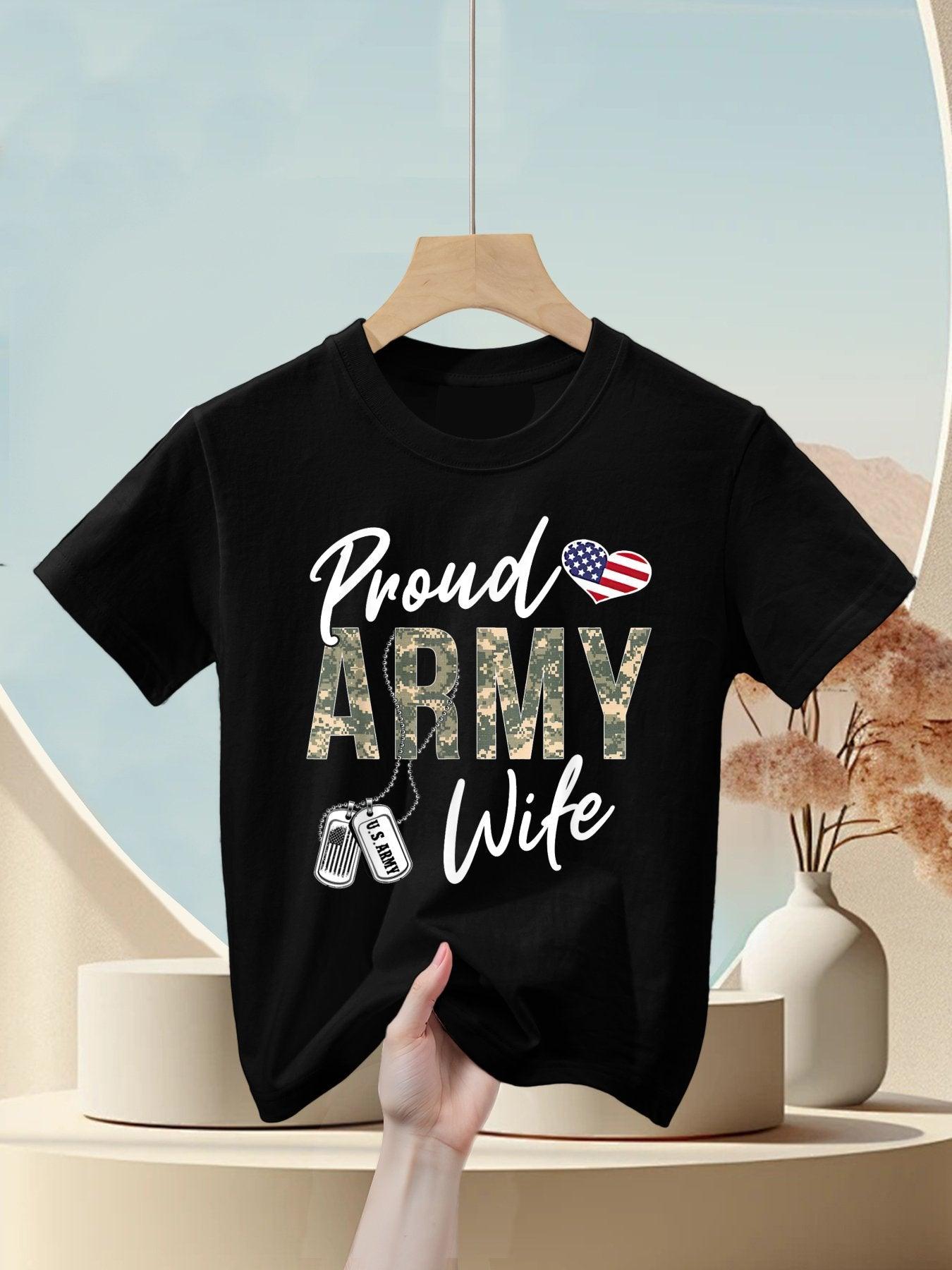 Proud Army Wife Army Graduation Wife US Army Wife Gifts Kids T-Shirt