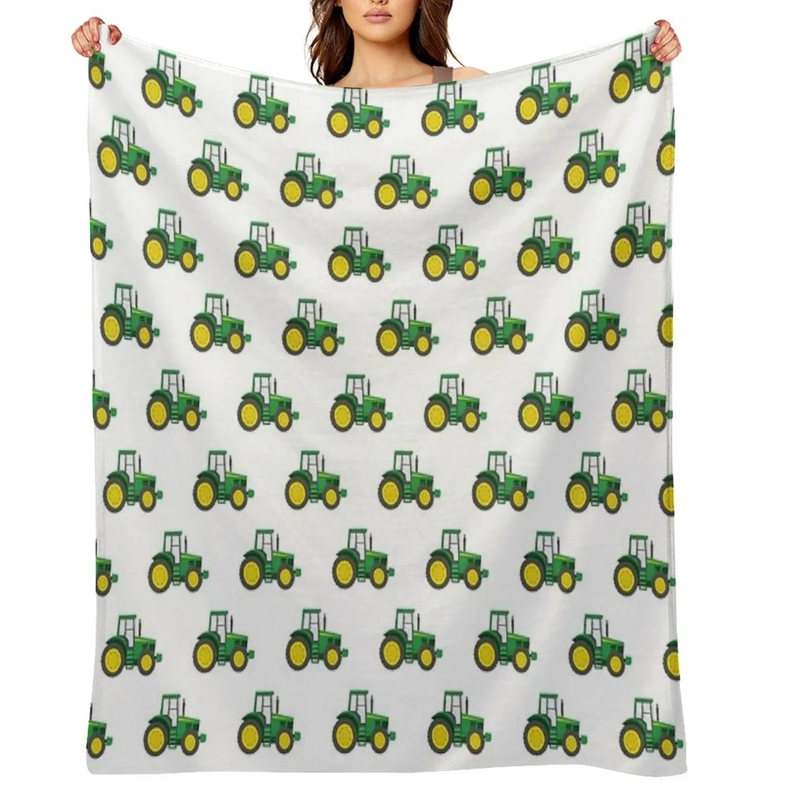 Green Tractors - Farming - Farm Themed Throw Blanket