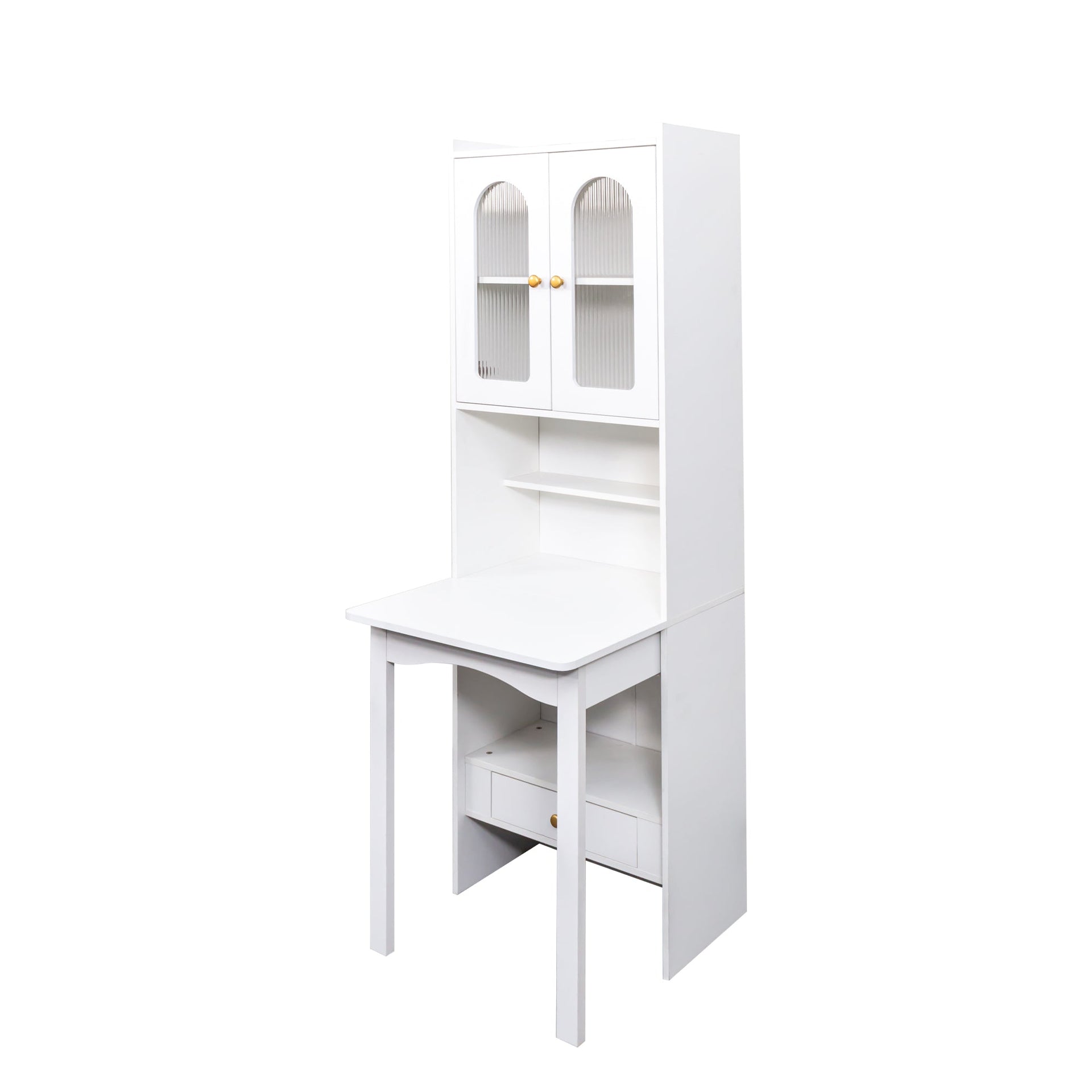 Fold-Out Convertible Writing Table,  Desk Cabinet with shelf and drawer Multi-Function Home Office Workstation