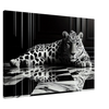 Leopard Canvas Art Print – Striking Design on Black & White Checkered Marble Floor