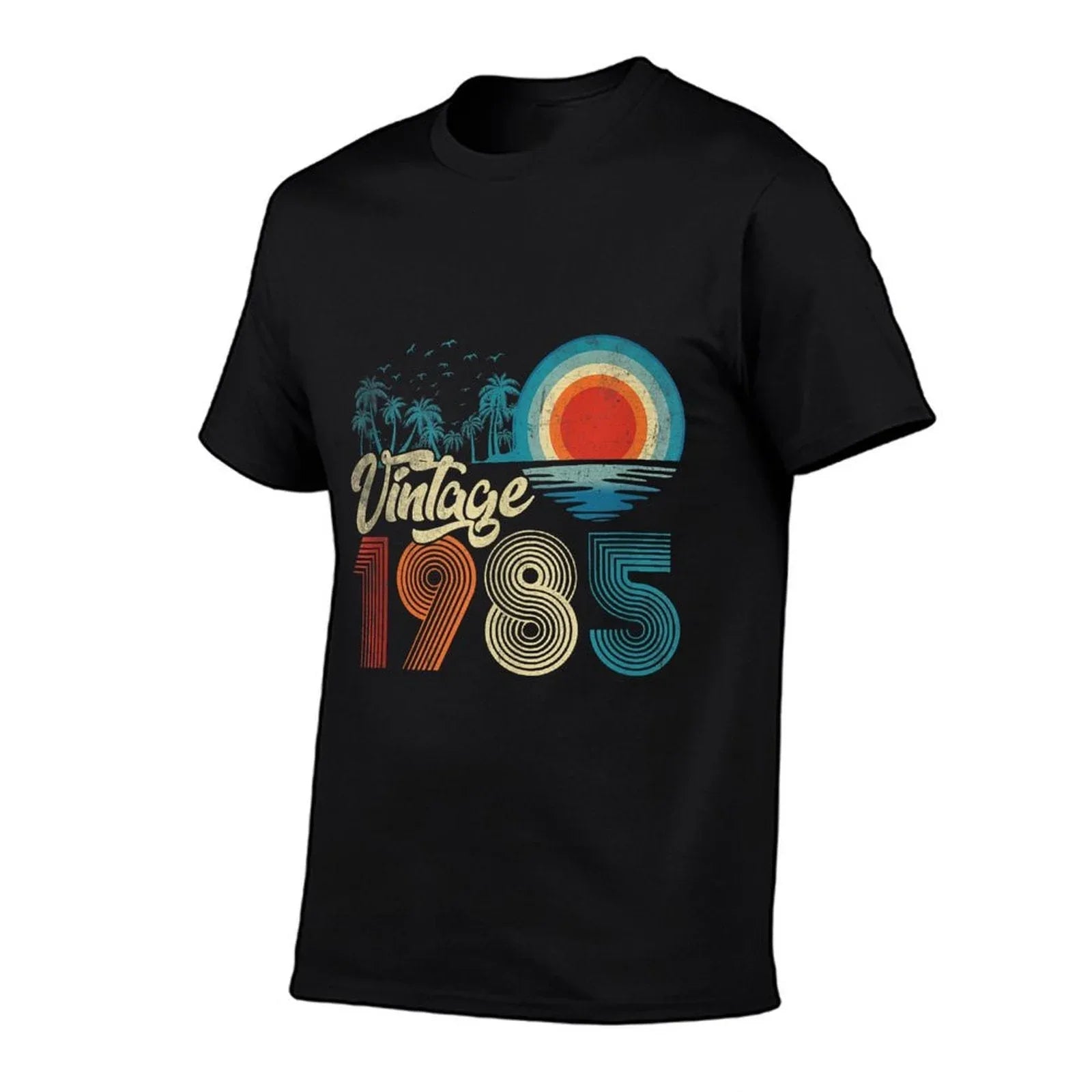40 Years Old Gift Men Women Vintage 1985 40th Birthday Retro  Ribbed Collar T-Shirt