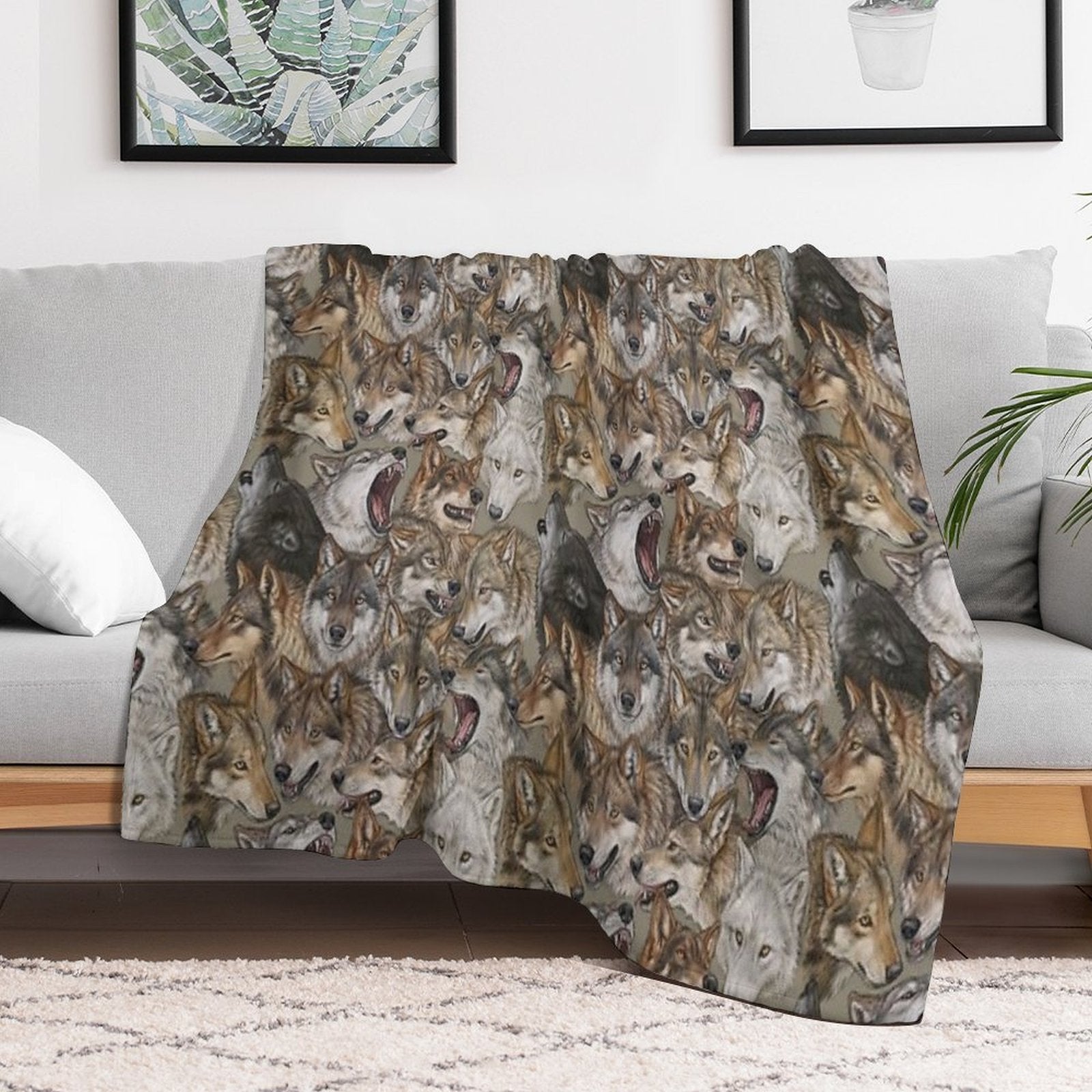 Wolves Pattern Velvety-soft Throw Blanket