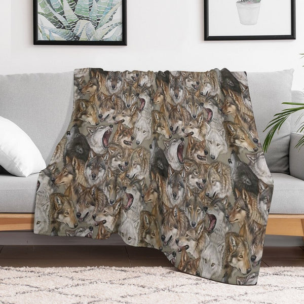 Wolves Pattern Velvety-soft Throw Blanket
