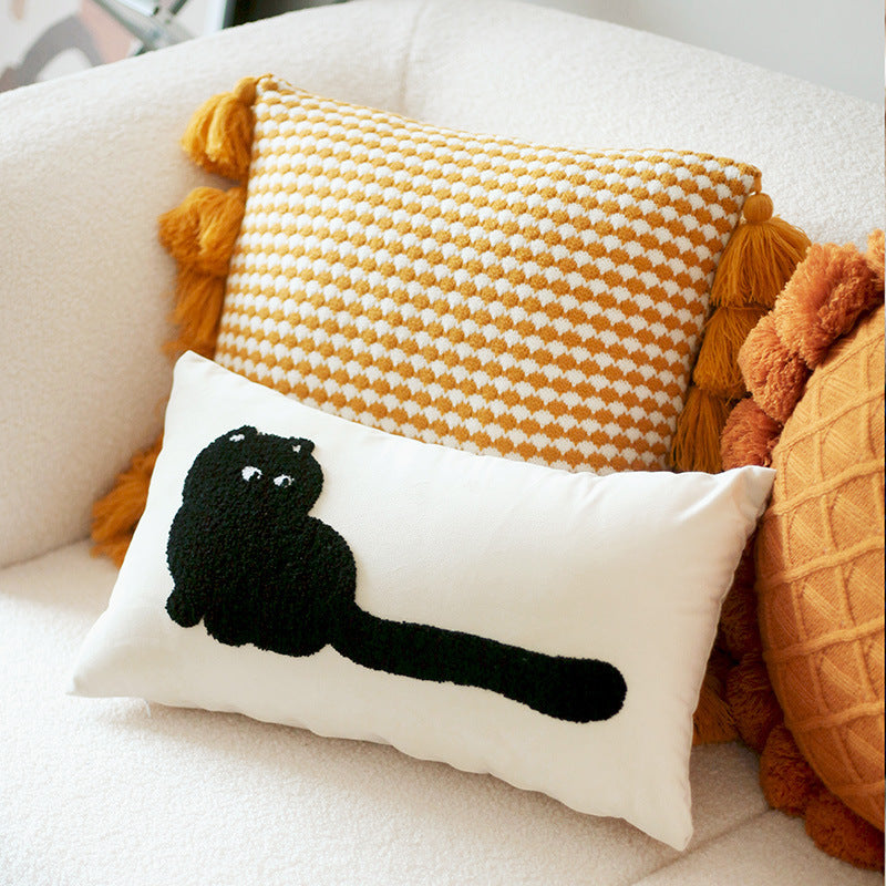 Original Design Modern Minimalist Cat Embroidered Cushion