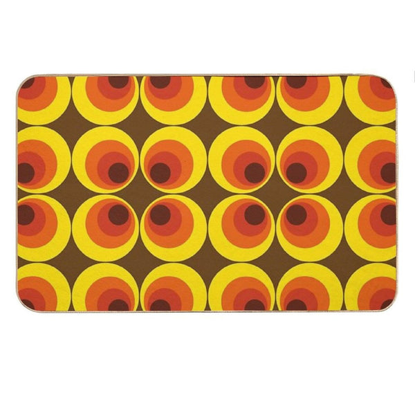 70s, 80s Funky Vintage Circle Pattern Bath Mat