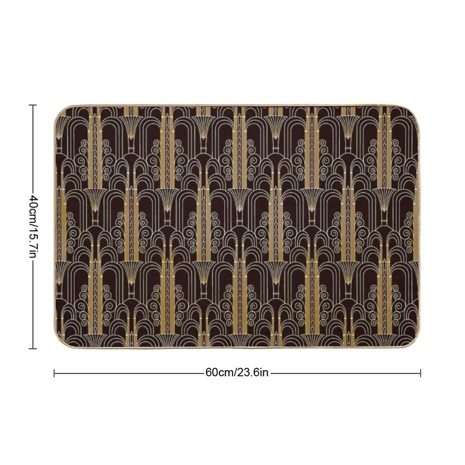 Glamorous Gold-Color Art Deco Pattern Bath Mat