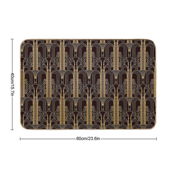 Glamorous Gold-Color Art Deco Pattern Bath Mat