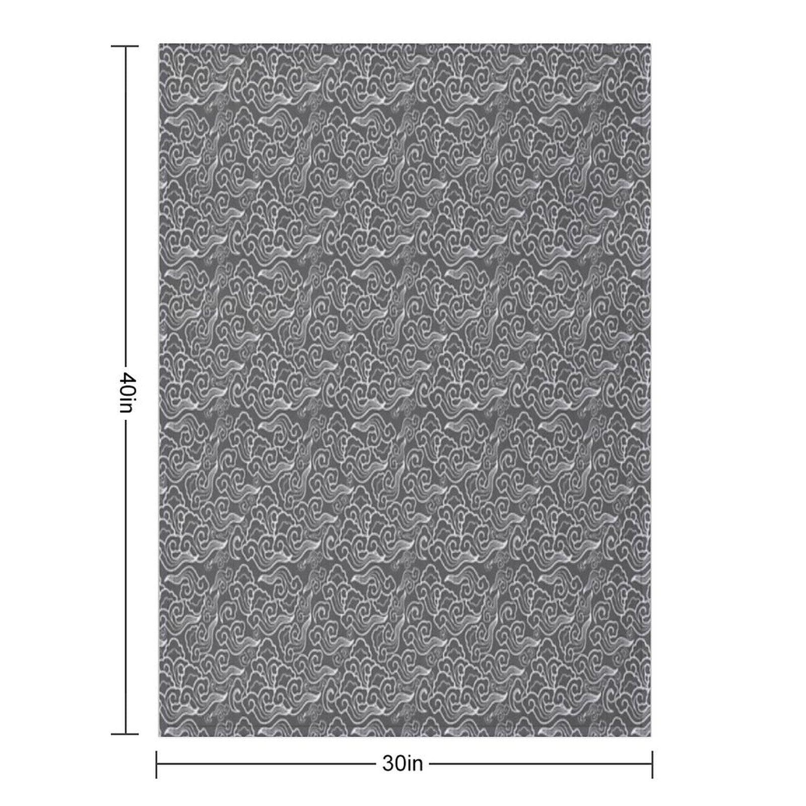 Vintage Japanese Clouds, Graphite Gray  Grey Throw Blanket