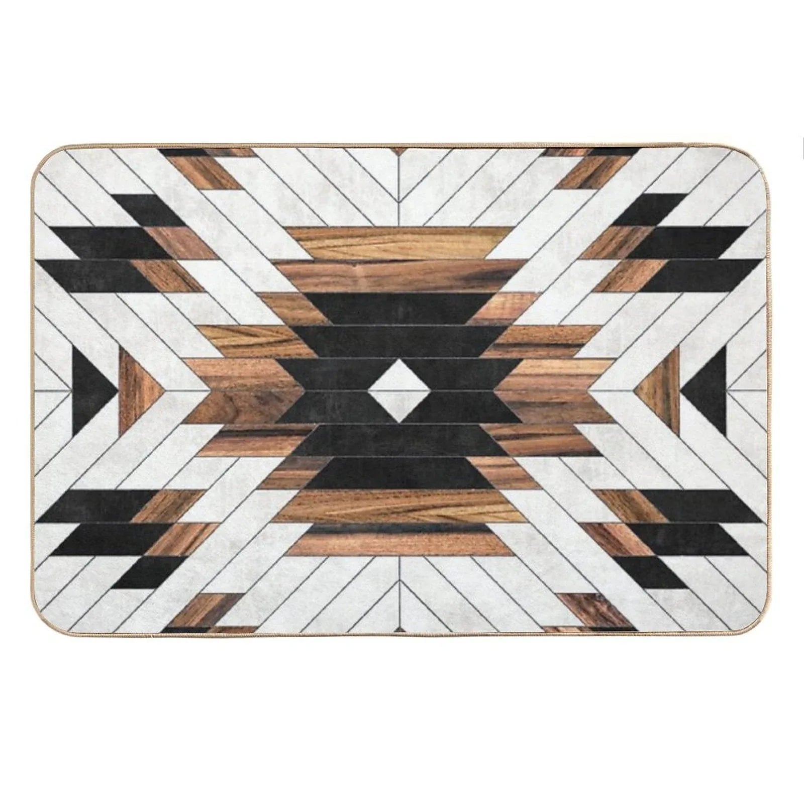 Urban Tribal Pattern No.5 - Aztec - Concrete And Wood Bath Mat