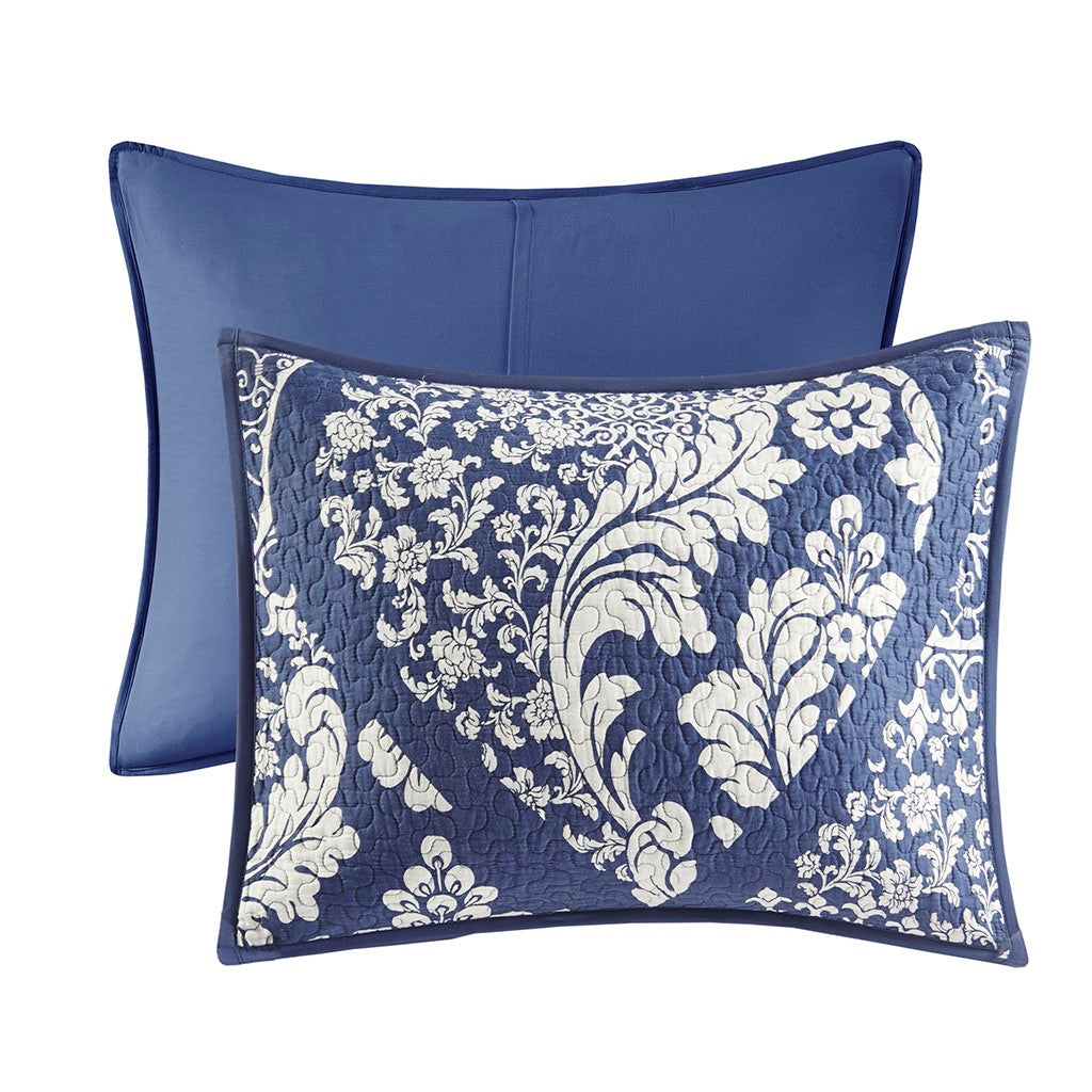 Vienna 6 Piece Printed Cotton Quilt Set with Throw Pillows by Madison Park