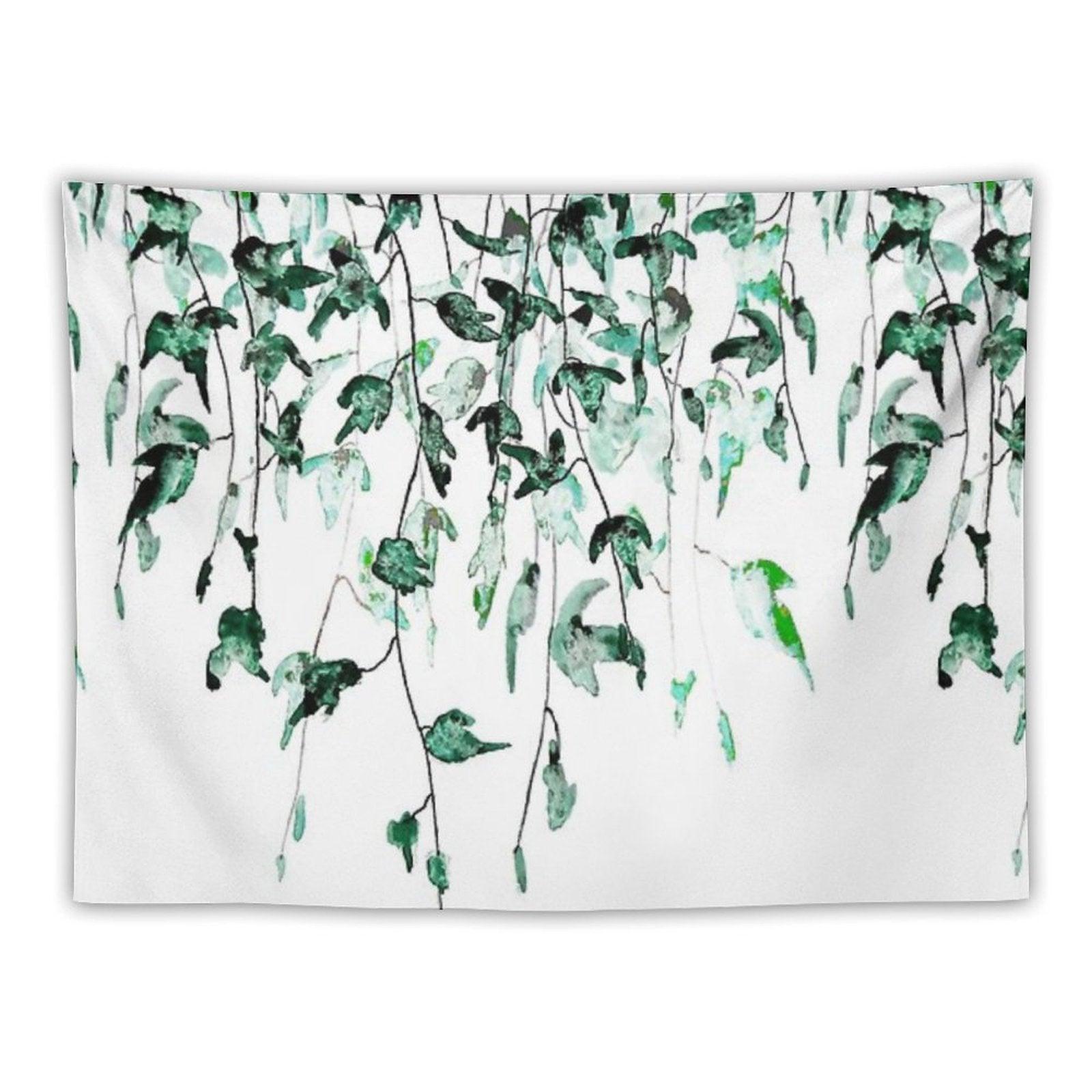 Hand Painted Ivy on The Wall Watercolor Tapestry