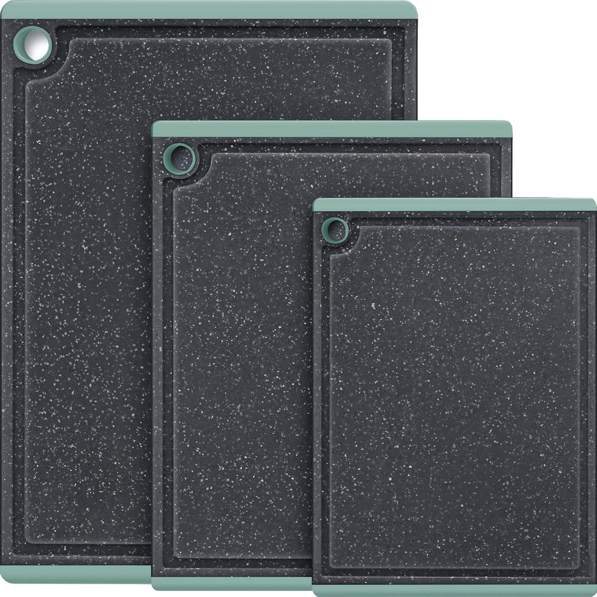 3-Piece Large Plastic Cutting Board Set with Non-Slip Feet and Juice Grooves