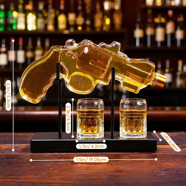 Classic Revolver Whiskey Decanter Set