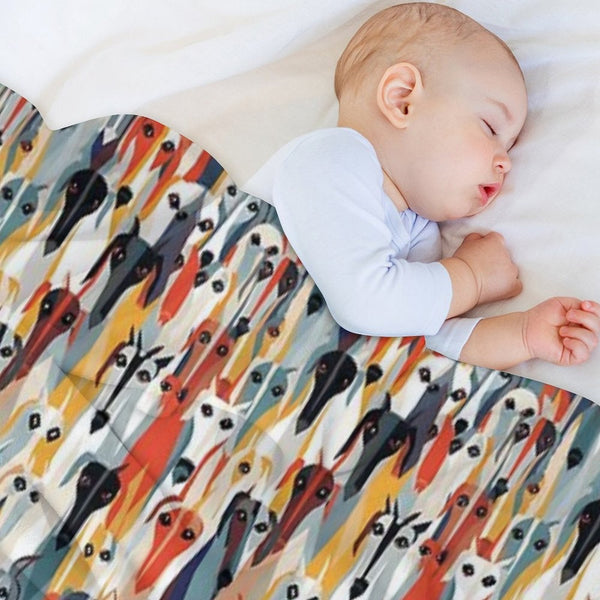 Greyhound in Geometric Camouflage Pattern Shrink-resistant Throw Blanket