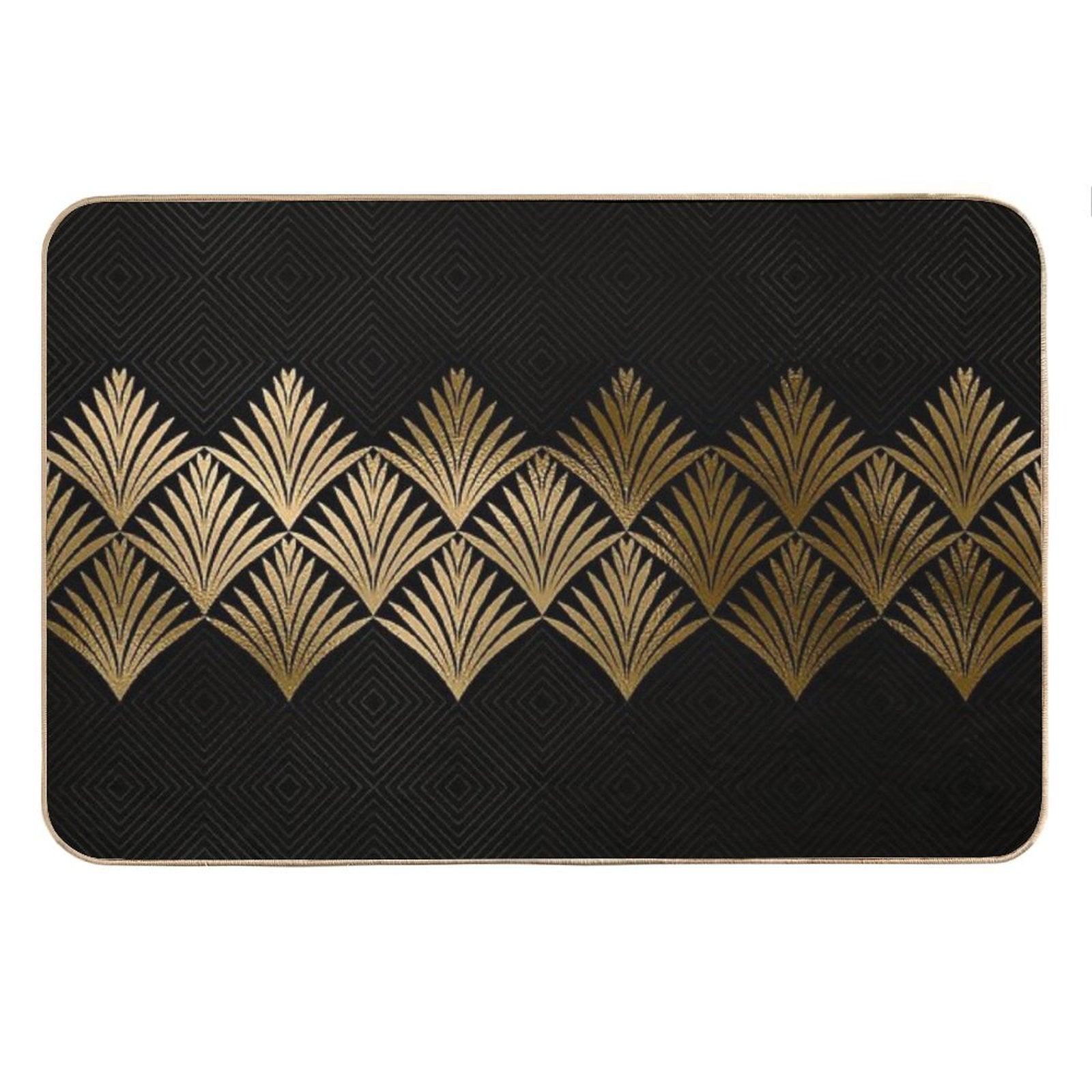Reims, France Luxueux Black And Gold Hues Art Deco Bath Mat