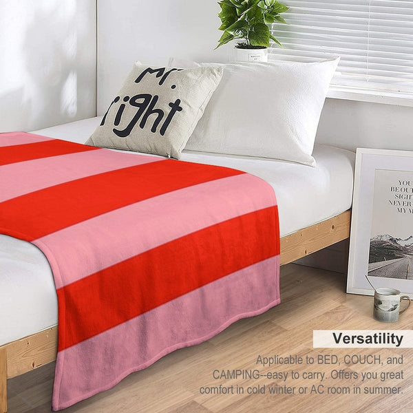 Red And Pink Stripes. Striped Durable Throw Blanket