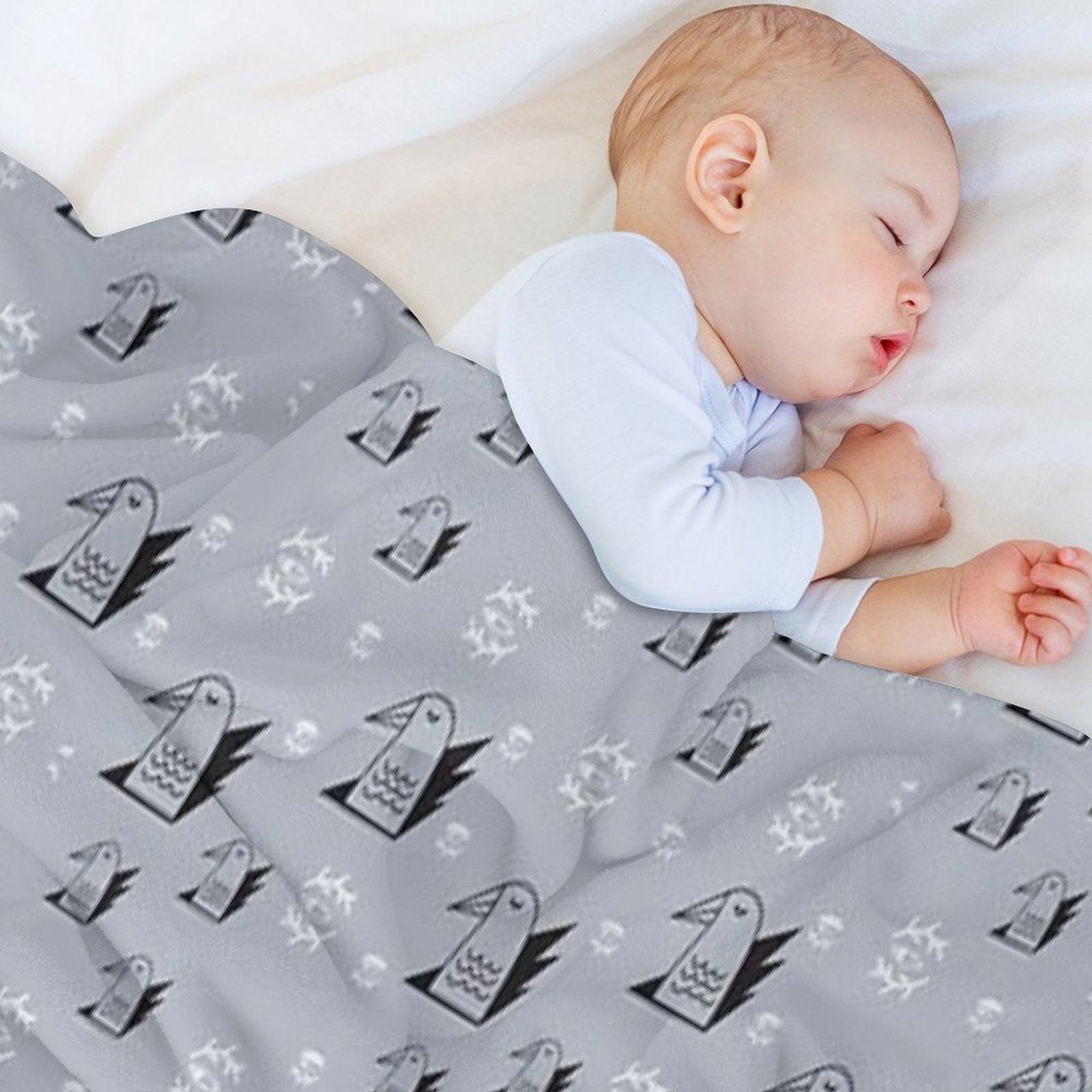 Birds And Eyes Steel Blue Throw Blanket