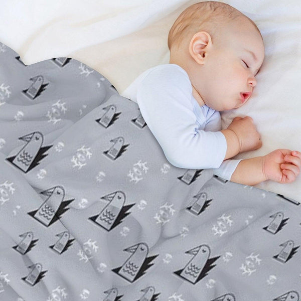 Birds And Eyes Steel Blue Throw Blanket