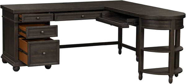 Contemporary L Shaped Desk USB Charging Drawer