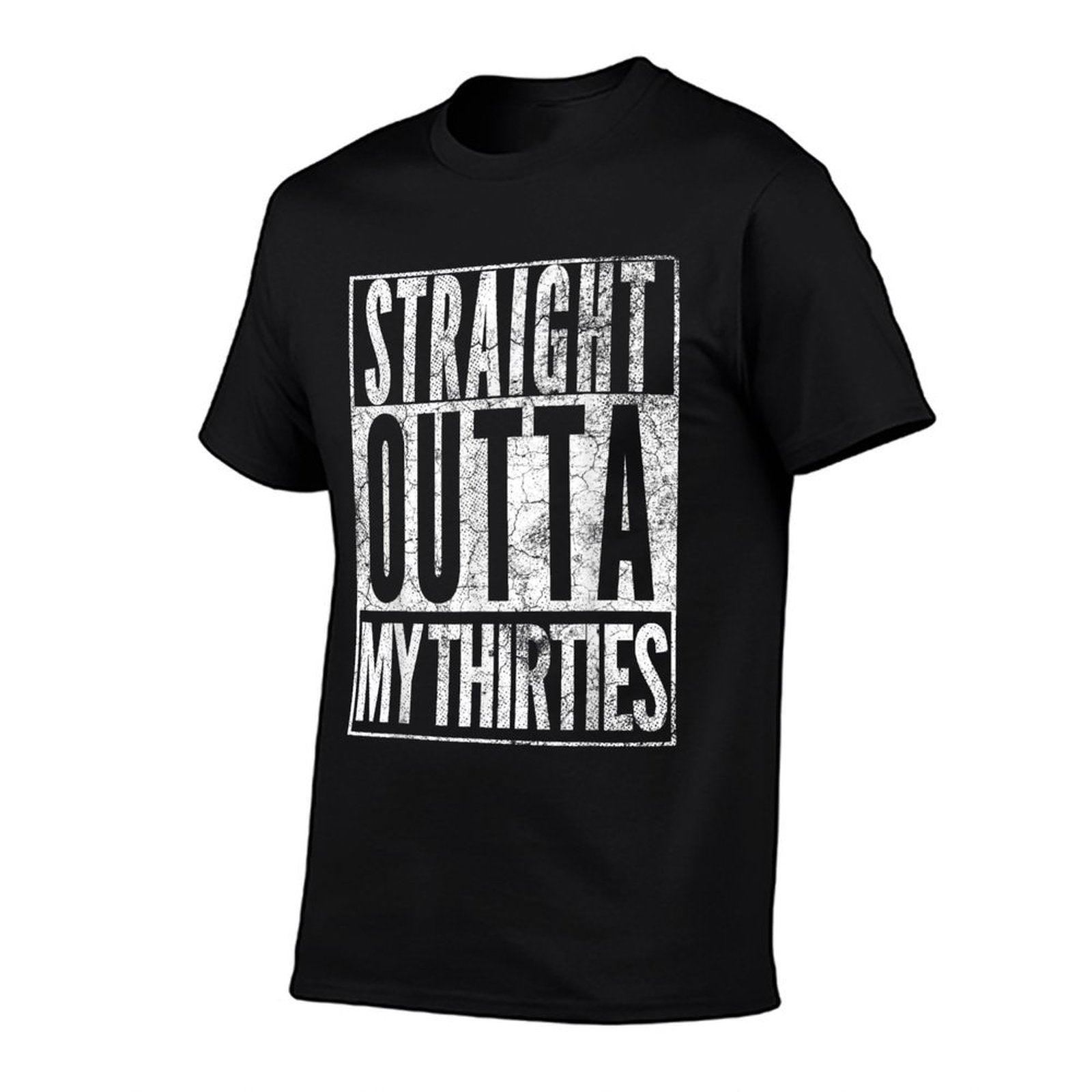 Straight Outta My Thirties 1980 40th Birthday Gift 40 Years  Ribbed Collar T-Shirt