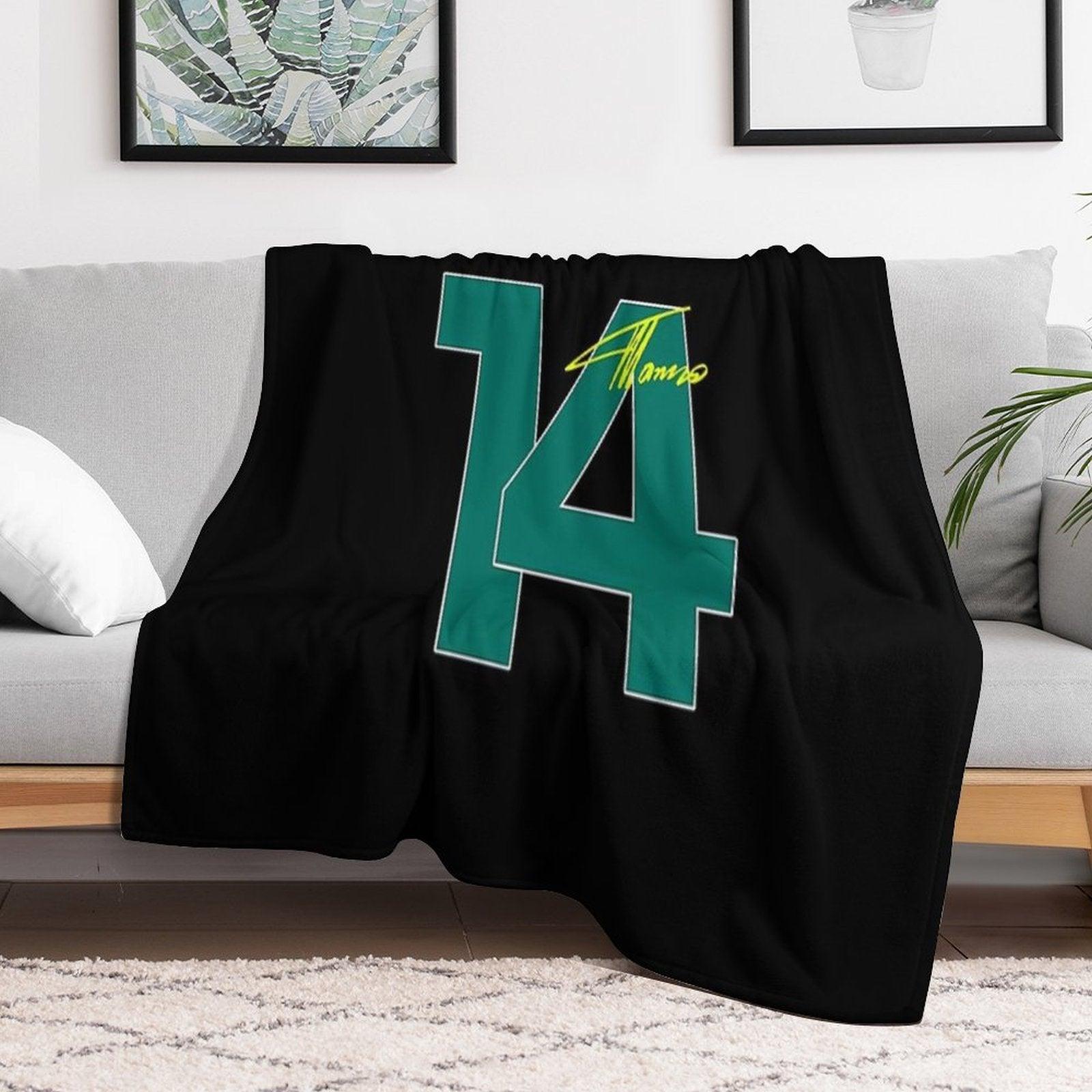 Fernando Alonso 14 Aston Martin F1 2023 Throw Blanket