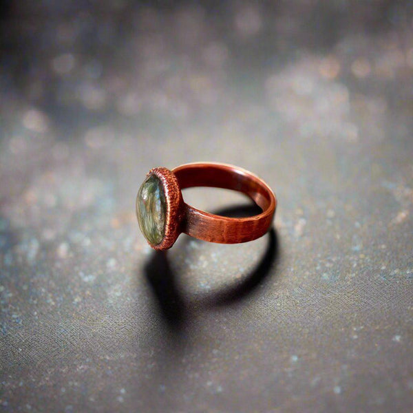 Copper Seraphinite Ring Heart Healing and Calm | By Blackbird & Sage