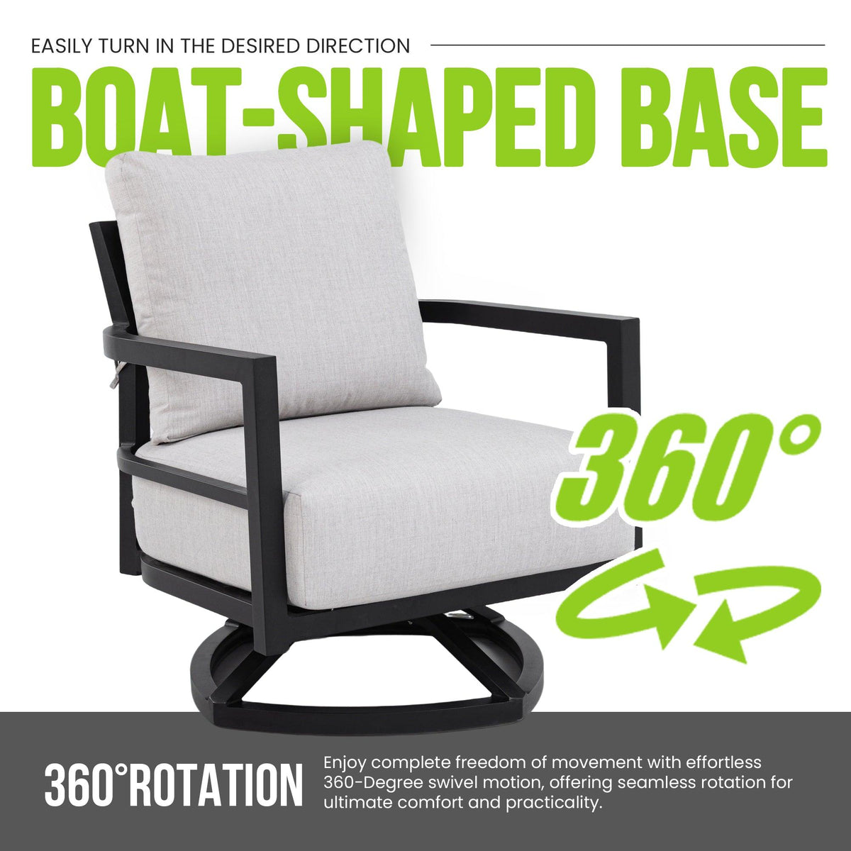 6PC Outdoor Conversation Set with Swivel Chairs & Sofa