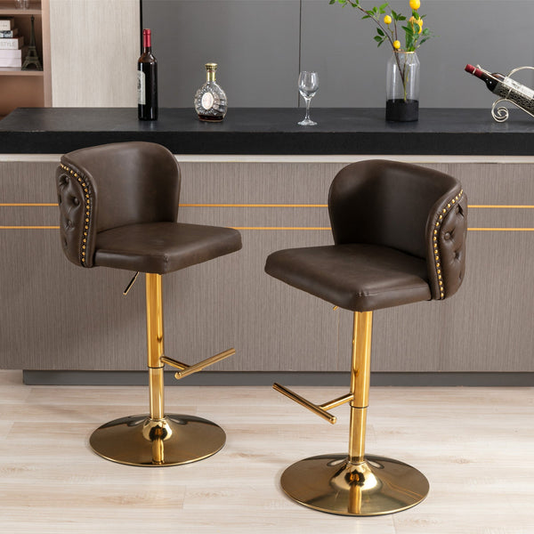 Furniture, Swivel Barstools Adjusatble Seat Height, Modern PU Upholstered Bar Stools