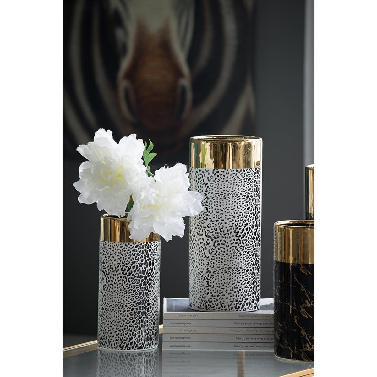 Matte Black& Gold Ceramic Vase