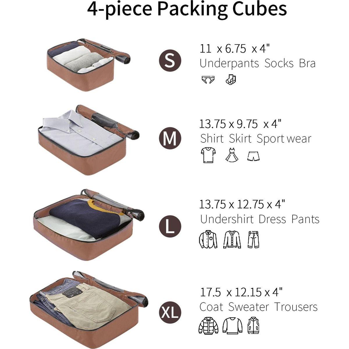 4 Piece Luggage Set Suitcase Set, ABS Hard Shell Lightweight Expandable Travel Luggage with 4 Packing Cubes, TSA Lock, Spinner Wheels for Men Women(16/20/24/28)