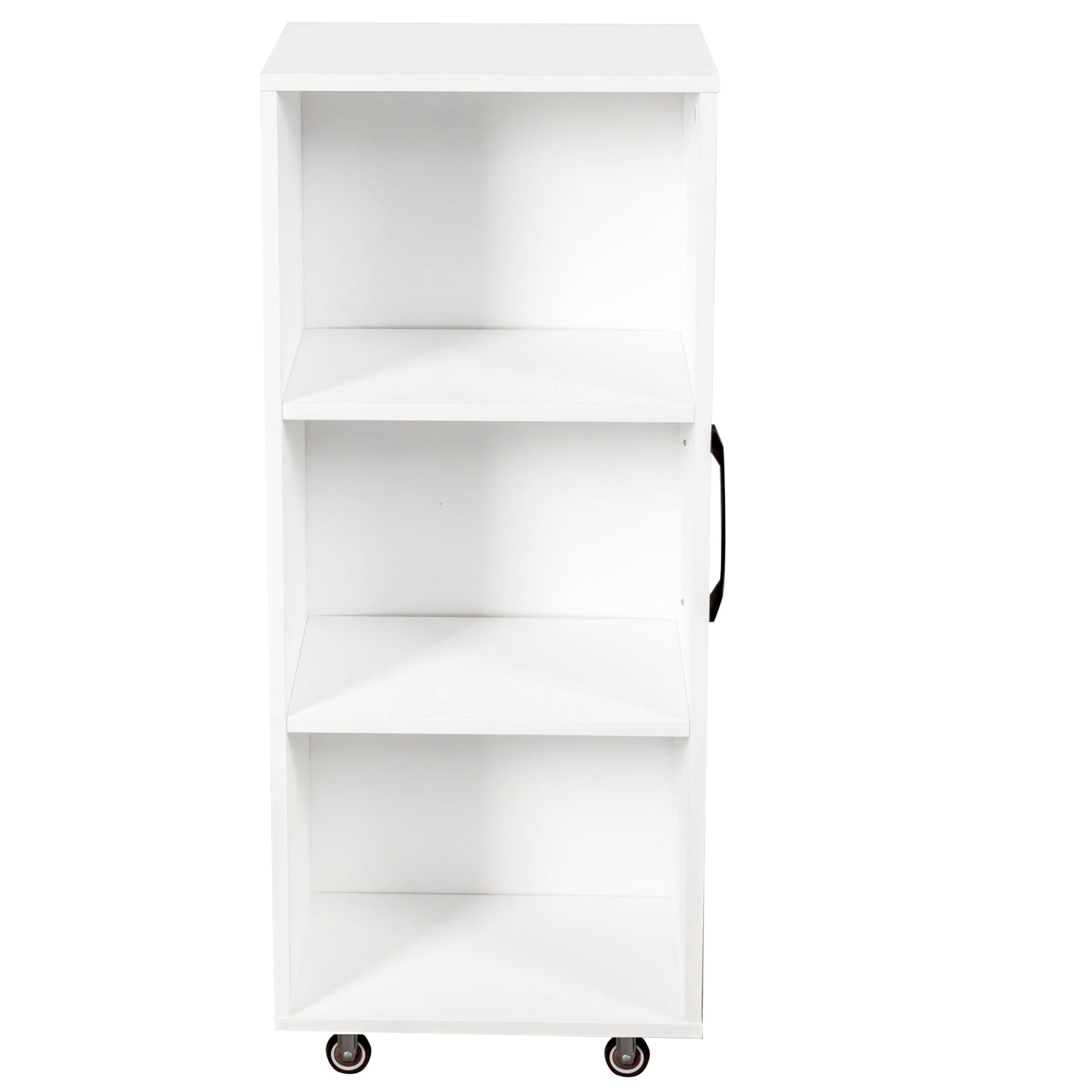 Bookcase with Three Pulled Out Doors Shelving Cabinet,3 Tier Floor Standing Bookcase,Slide Out Storage Bookcase file cabinet,Office Bedroom Living Room Hidden Storage Cabinet with Wheels